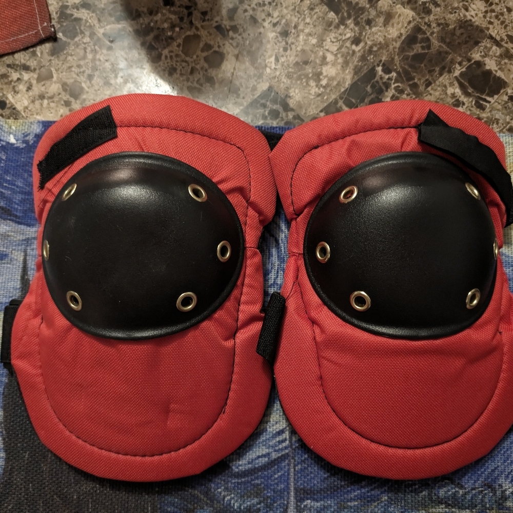 Red protective knee pads